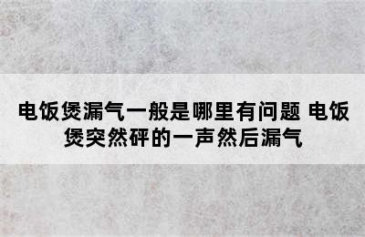 电饭煲漏气一般是哪里有问题 电饭煲突然砰的一声然后漏气